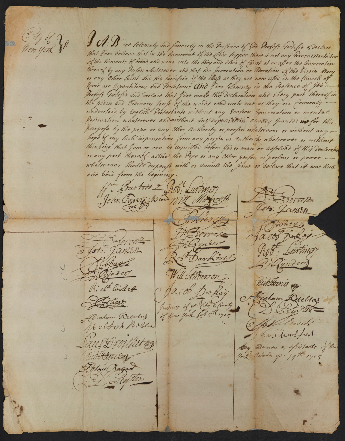 Protestant declaration, 1705